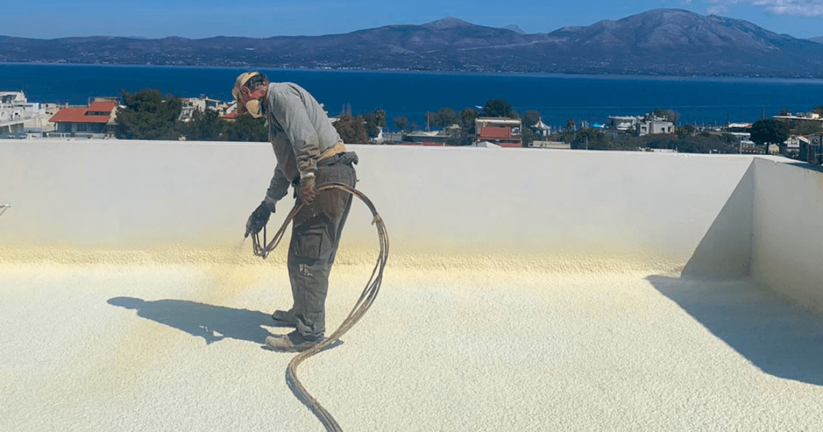 Θερμομόνωση & στεγάνωση ταράτσας 185τμ με spay πολυουρεθάνης - Ωρωπός